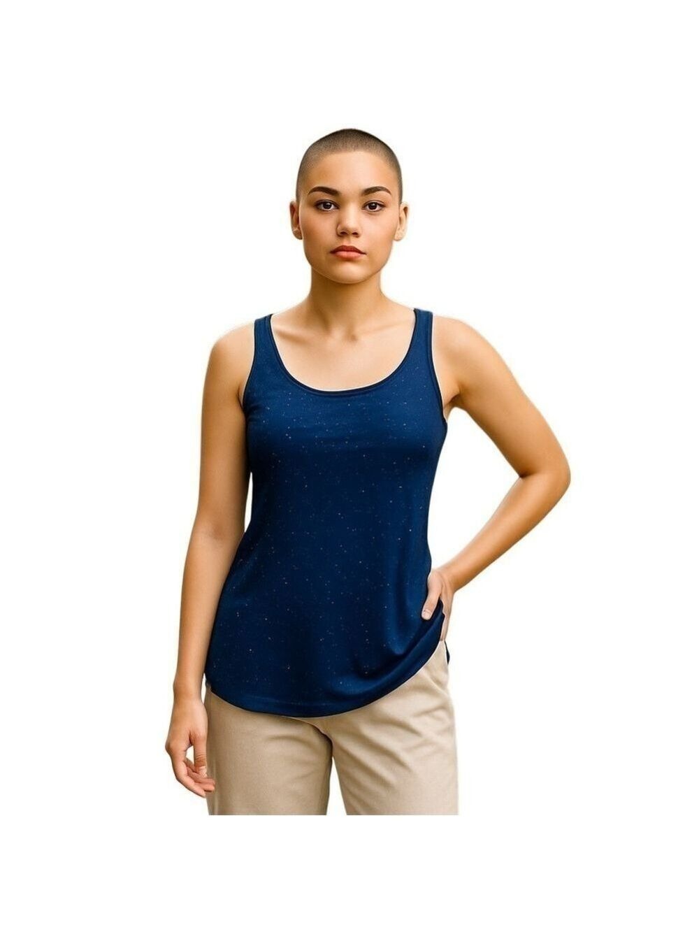 Michael Stars Blue Sequin Fitted Tank Top